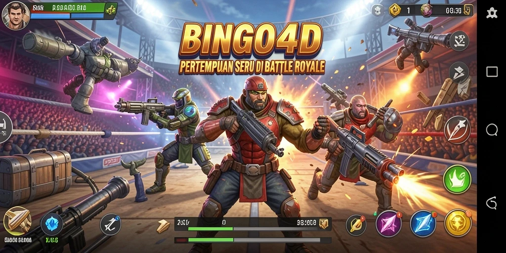 Tangkapan layar gameplay BINGO4D yang menampilkan pertempuran seru di dalam arena.