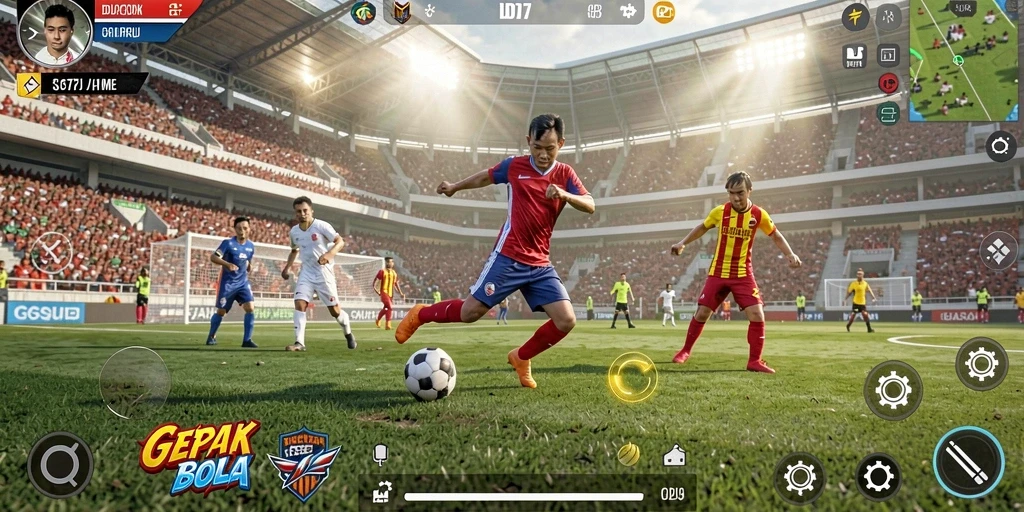Tangkapan layar gameplay IDR77 dengan aksi sepak bola mendebarkan.