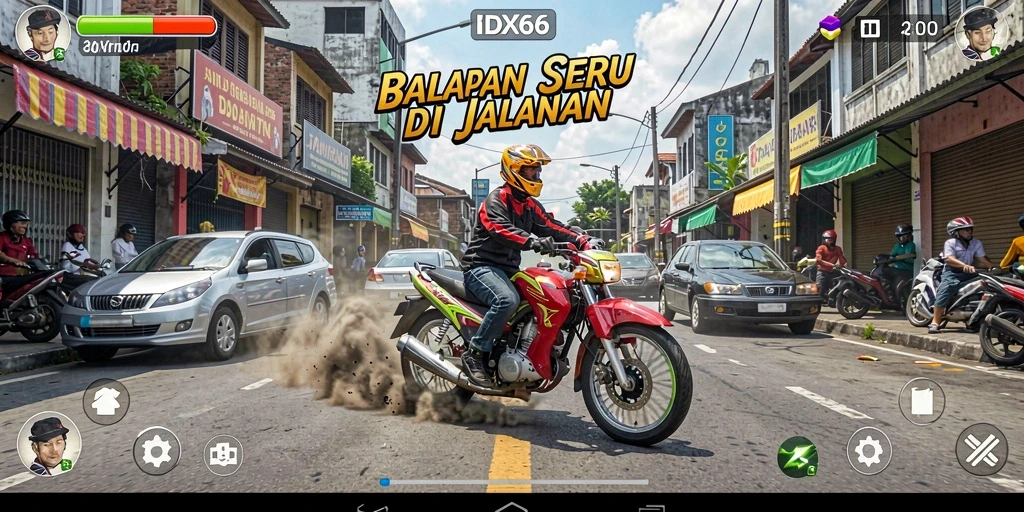 Tampilan gameplay balapan yang mendebarkan dari IDX66.