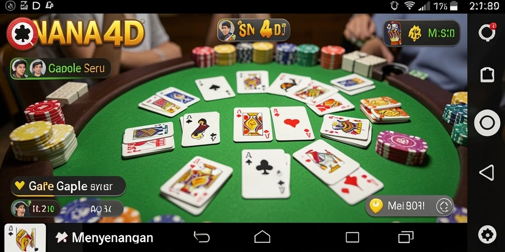Screenshot utama NANA4D menampilkan keseruan gameplay Gaple.