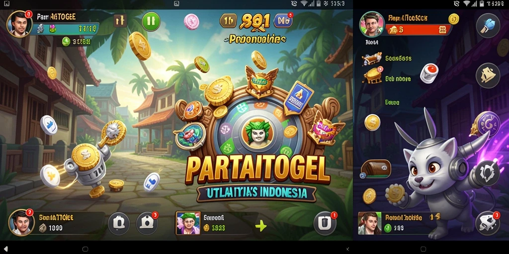 Tampilan antarmuka aplikasi PARTAITOGEL dengan beragam fitur utilitas.