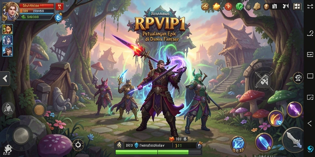 Tampilan gameplay RPVIP1 yang epik dalam dunia fantasy yang mendebarkan.