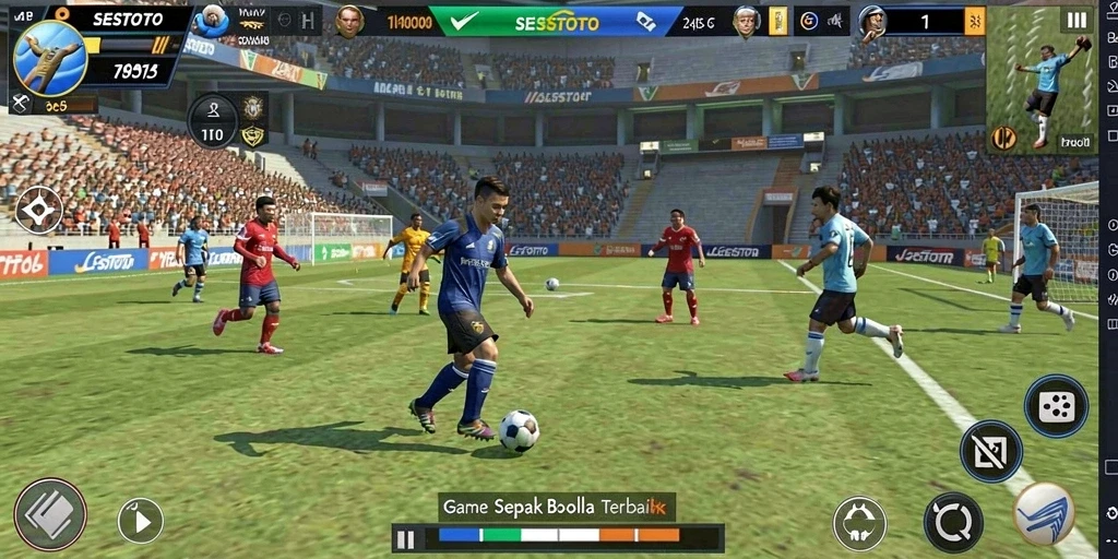 Tangkapan layar dari gameplay <strong>SESETOTO</strong>, penuh aksi dan strategi sepak bola.