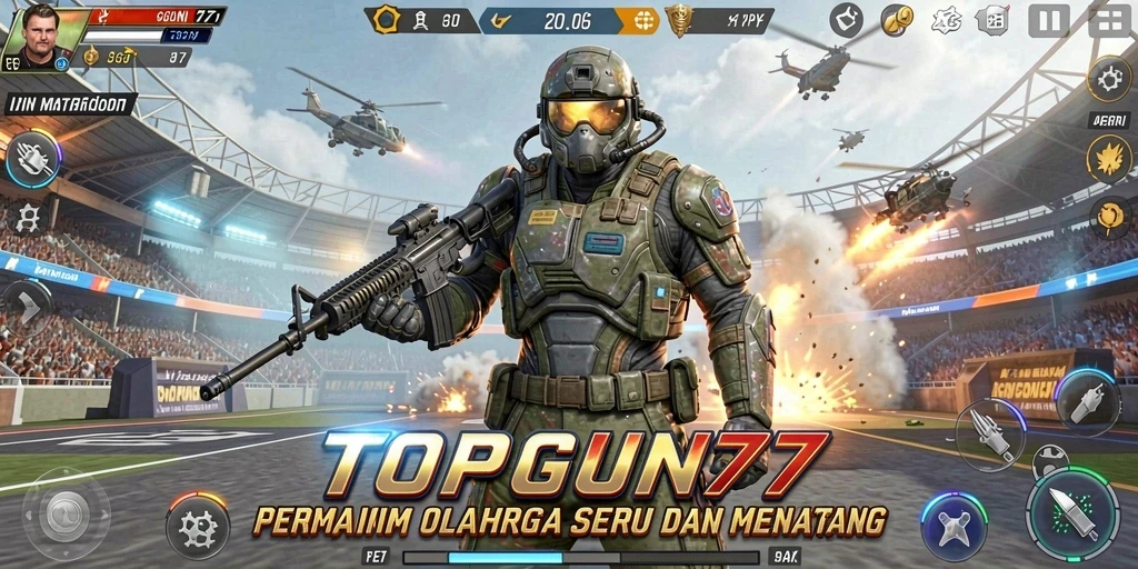 Tampilan gameplay TOPGUN77 yang seru dan kompetitif.