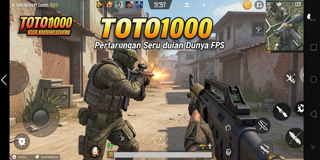 Tampilan gameplay seru TOTO1000 saat bertempur di arena FPS.