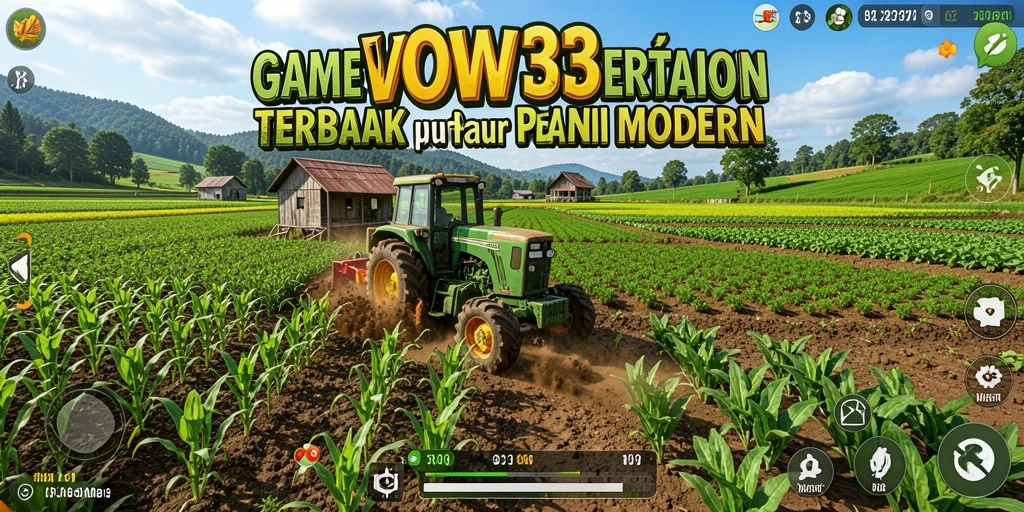 Screenshot utama WOW33 menampilkan gameplay seru bertani dengan berbagai tanaman dan hewan.